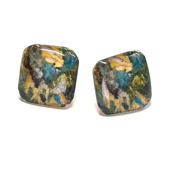 Earrings NEW HAVEN SPARKS Small Stud Resin Wearable Pop Art Jewelry - Picture 1 of 6
